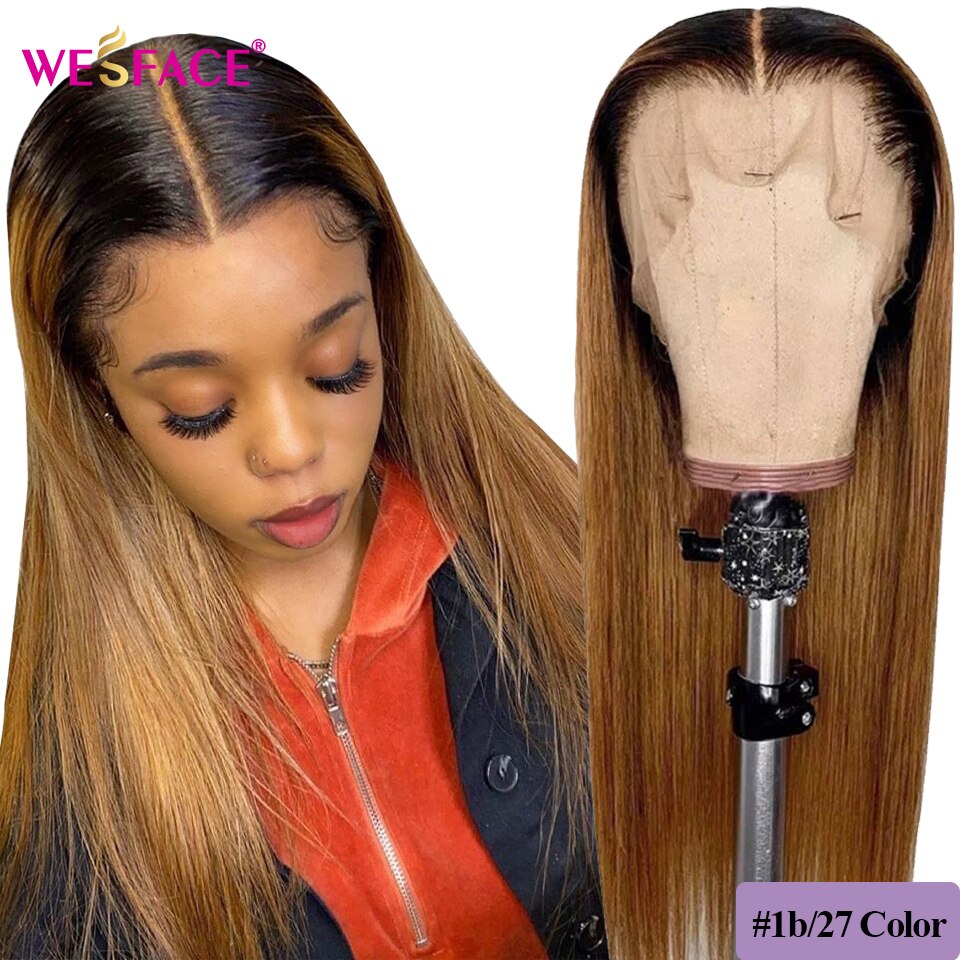 Long Straight Wigs Ombre Brown Blonde Human Hair 13×4 Lace Front Wigs For Black Women Brazilian Human Hair Wigs Remy Hair Wigs