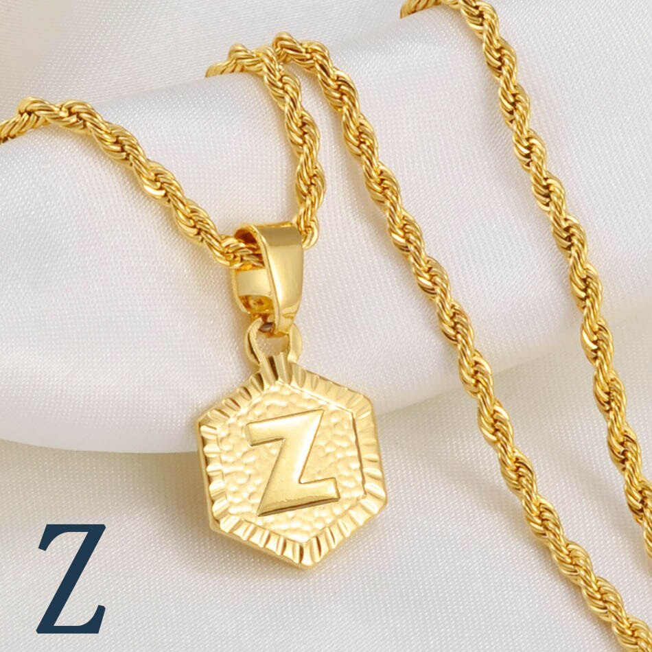 Anniyo A-Z Letters Necklaces Women Men English Initial Alphabet Charm Pendant Rope Chain Jewelry African Wedding Gift #114006B