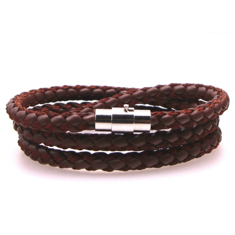 New 2021 High Quality Lucky Vintage Men's Leather Bracelet Black/Brown Charm Multilayer Braided Women Pulseira Masculina