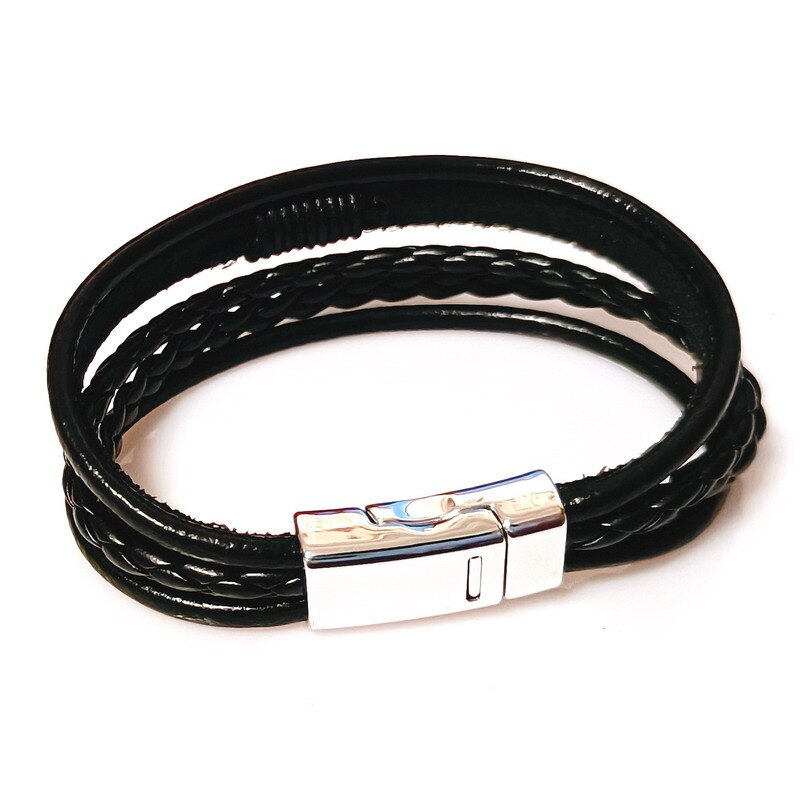 New 2021 High Quality Lucky Vintage Men's Leather Bracelet Black/Brown Charm Multilayer Braided Women Pulseira Masculina