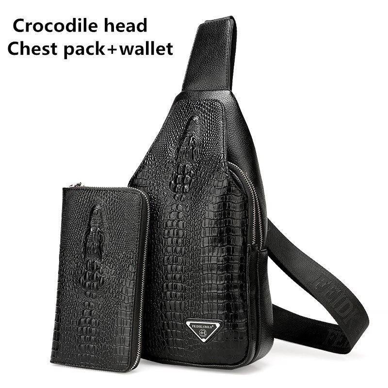 FEIDIKABOLO 3D Crocodile Men Chest Pack Leather Travel Men's Crossbody Bags Male Shoulder Bag Back Bag Rucksack Men Clutch Purse