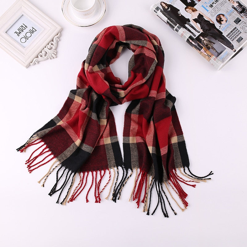 Luxury Brand Men&#39;s Winter Plaid Scarf Warm Women Cashmere Shawls Scarves Casual Tassel Scarfs Man Business Scarf Pashmina