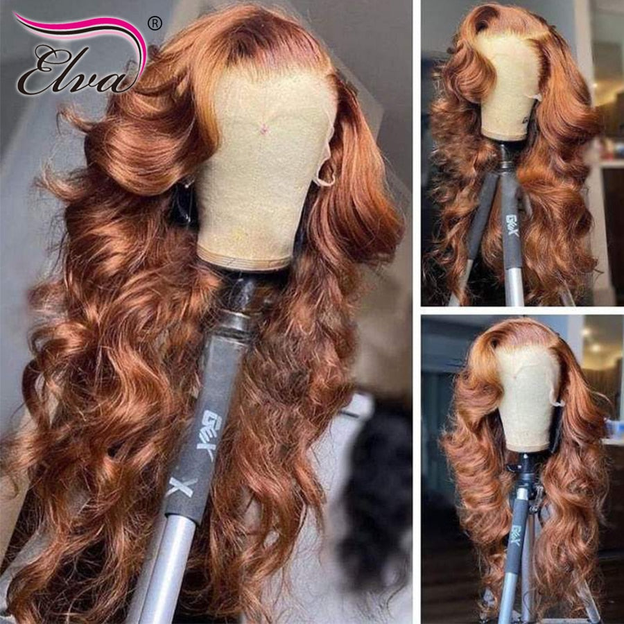 Deep Part Human Hair Wigs For Women Ginger Hd Lace Front Wig Full Wet And Wavy Lace Frontal Wig Pre Plucked Honey Hightlight Wig