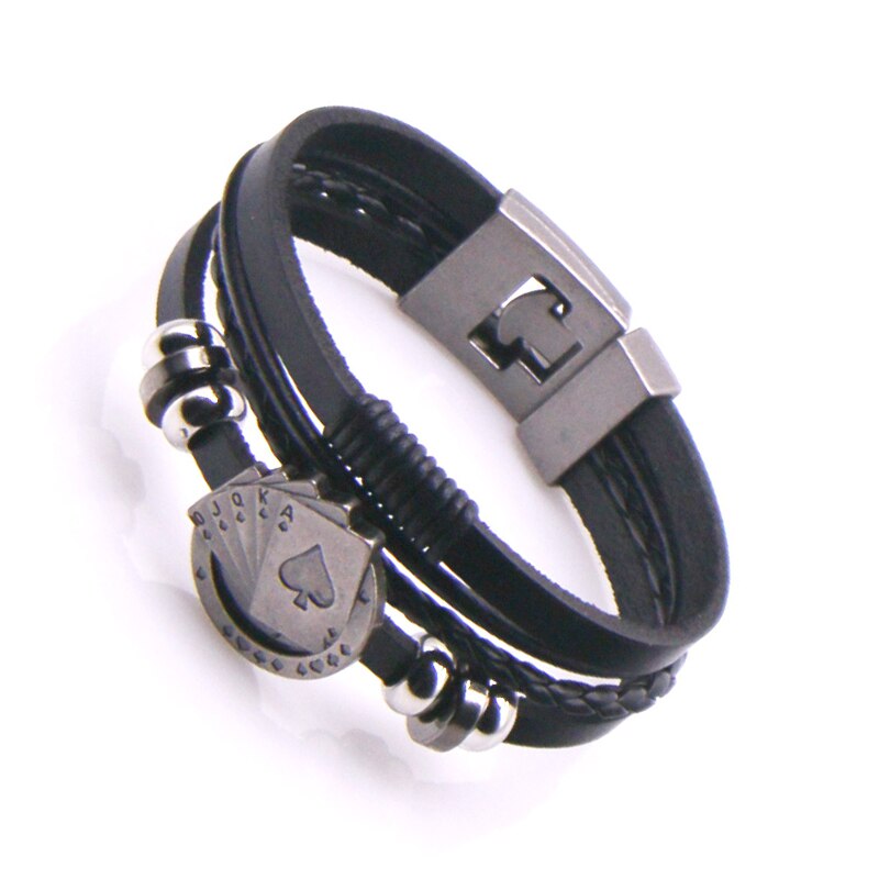 New 2021 High Quality Lucky Vintage Men's Leather Bracelet Black/Brown Charm Multilayer Braided Women Pulseira Masculina