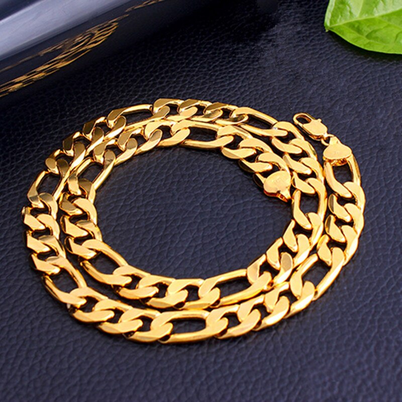 New! Heavy 98g 12mm Yellow Gold Filled Figaro Link Chain Necklace for Man 3+1 Link