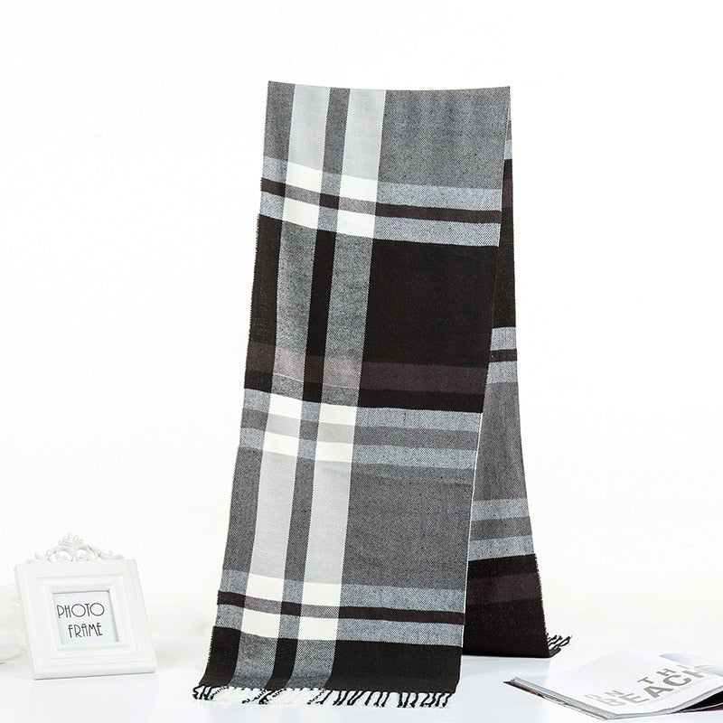 Luxury Brand Men&#39;s Winter Plaid Scarf Warm Women Cashmere Shawls Scarves Casual Tassel Scarfs Man Business Scarf Pashmina