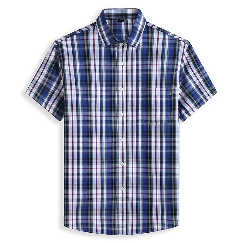 5XL 6XL 7XL 8XL 10XL Men&#39;s Plus Size Shirts Fashion Casual Classic Style 100% Cotton Comfortable Plaid Short Sleeve Shirt Male