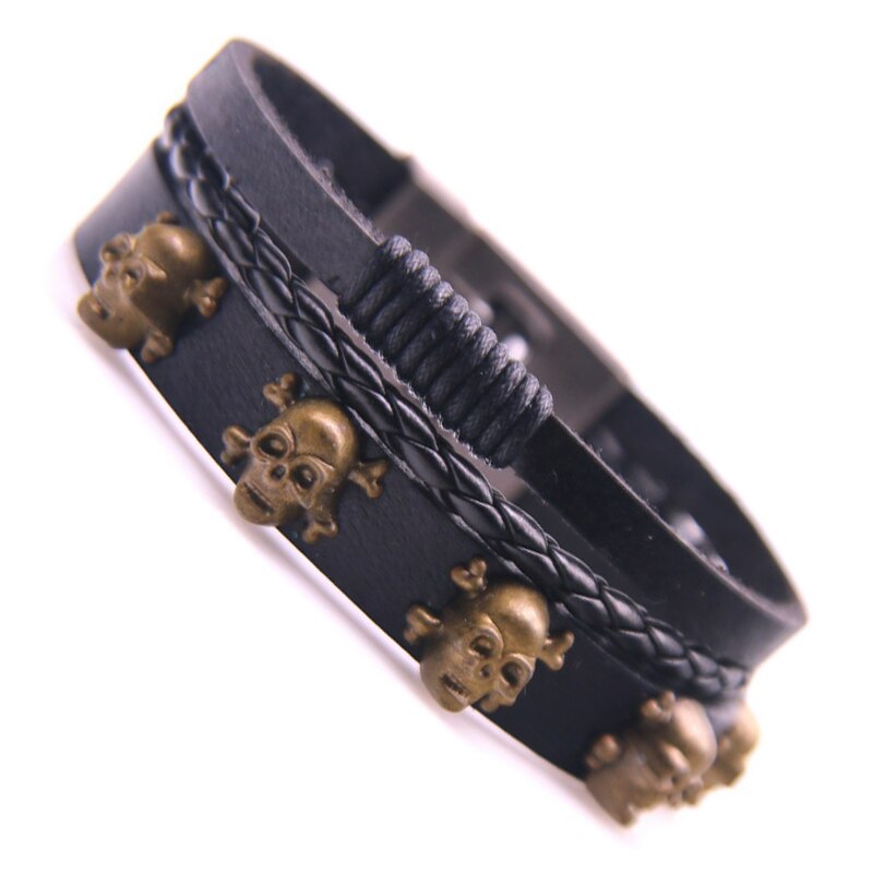 New 2021 High Quality Lucky Vintage Men's Leather Bracelet Black/Brown Charm Multilayer Braided Women Pulseira Masculina