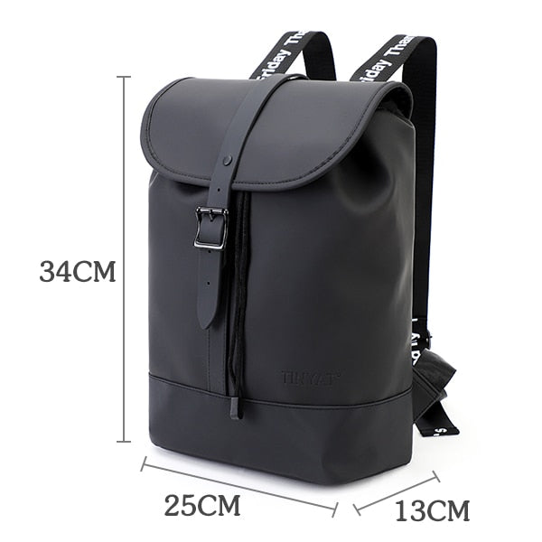 TINYAT New Men&#39;s Leather Backpack laptop Backpack for 14 15  inch Waterproof Travel Backpack for School Hiking Finshing Backpack