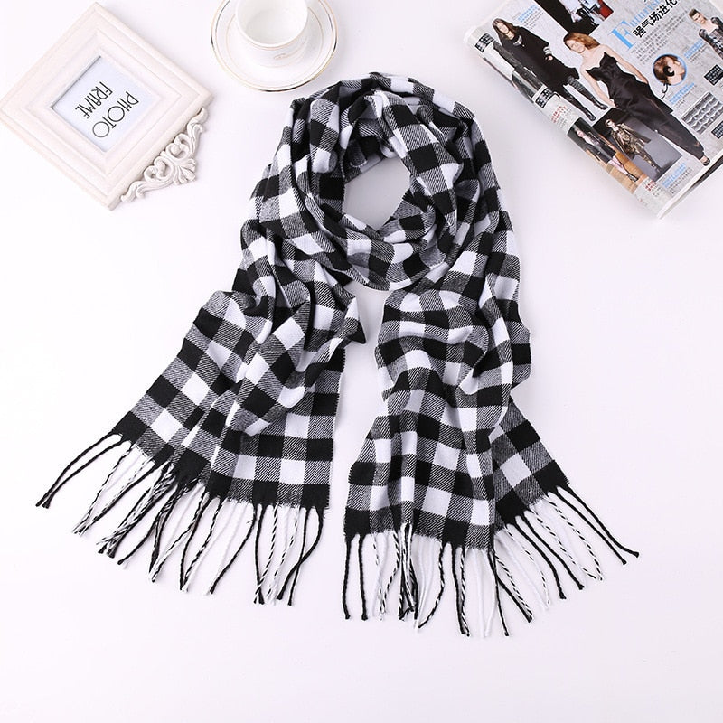 Luxury Brand Men&#39;s Winter Plaid Scarf Warm Women Cashmere Shawls Scarves Casual Tassel Scarfs Man Business Scarf Pashmina