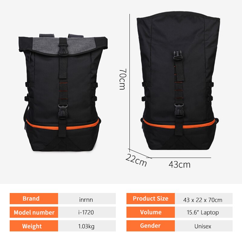 inrnn Outdoor Basketball Sports Backpack for Teenager Large Capacity Men Laptop Backpack Fashion Travel Backpacks Male Mochila