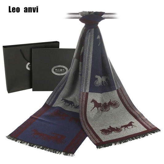 Leo anvi soft Warm Winter scarf business Casual brand designer cashmere Scarf Men horse carriage Shawl scarves foulard bufanda