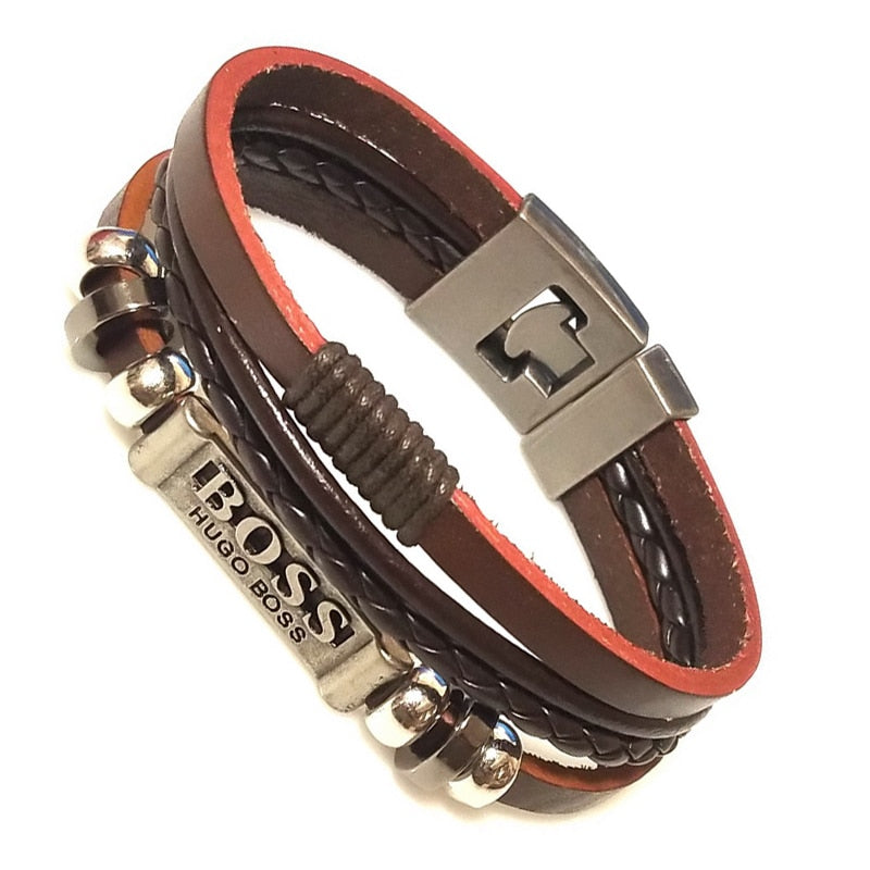 New 2021 High Quality Lucky Vintage Men's Leather Bracelet Black/Brown Charm Multilayer Braided Women Pulseira Masculina