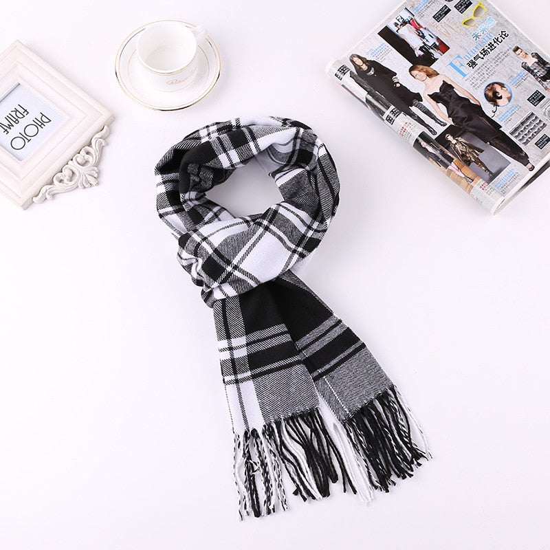 Luxury Brand Men&#39;s Winter Plaid Scarf Warm Women Cashmere Shawls Scarves Casual Tassel Scarfs Man Business Scarf Pashmina