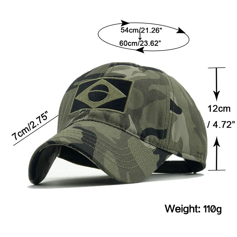 New Tactical Baseball Cap Men Summer Brazil Flag Sun Protection Snapback Cap Male Fashion Casual Golf Baseball Hat Airsoft Hat