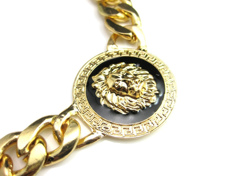 Big Jewelry Fashion High Quality Alloy Drop Oil Lion Head Gold Necklace Collar Bone Sweater Chain