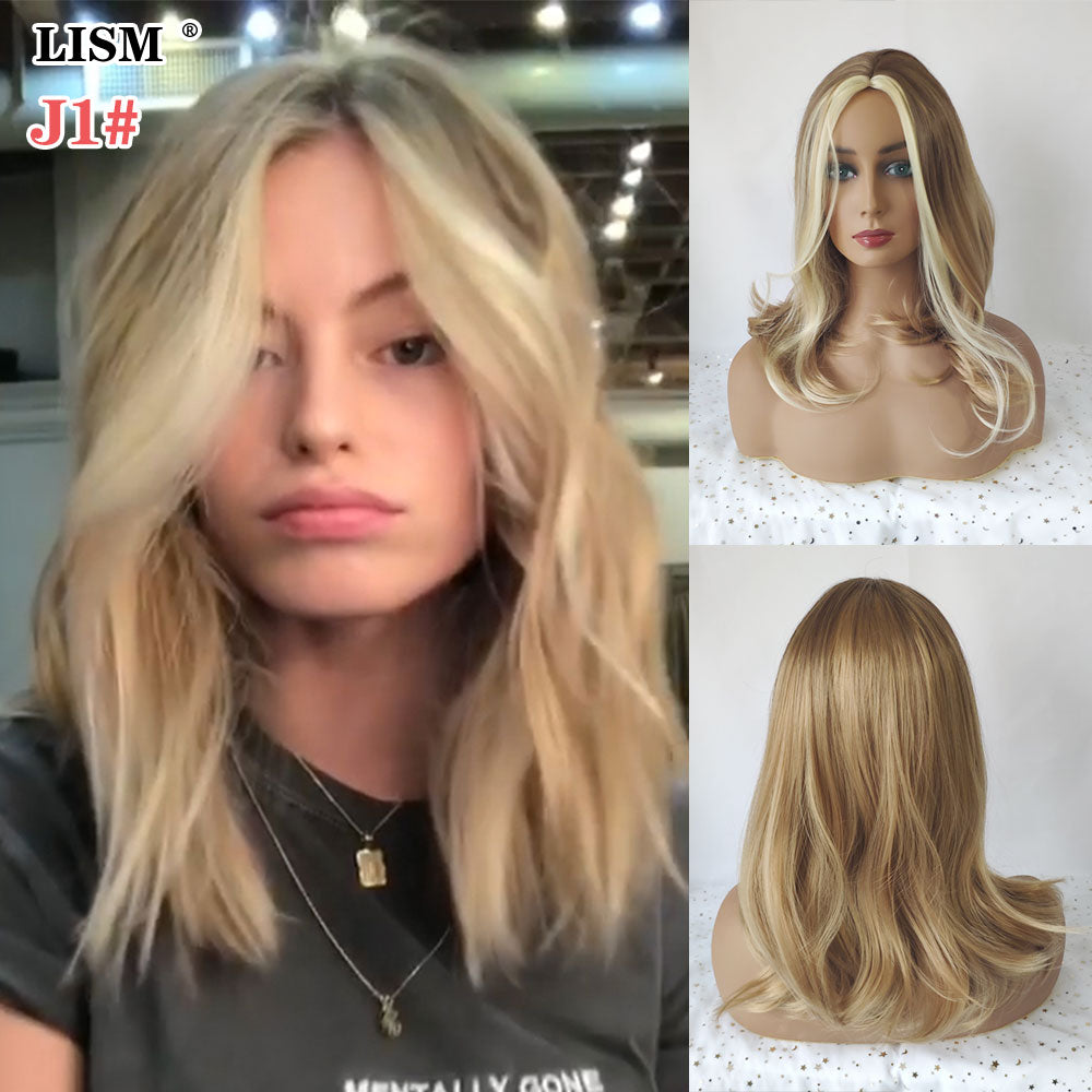 New Wigs for Women Synthetic Pastel Long Layered Wig Perruque Blonde Bigoudis Cheveux Pour Femme Peruki Damskie Naturalne