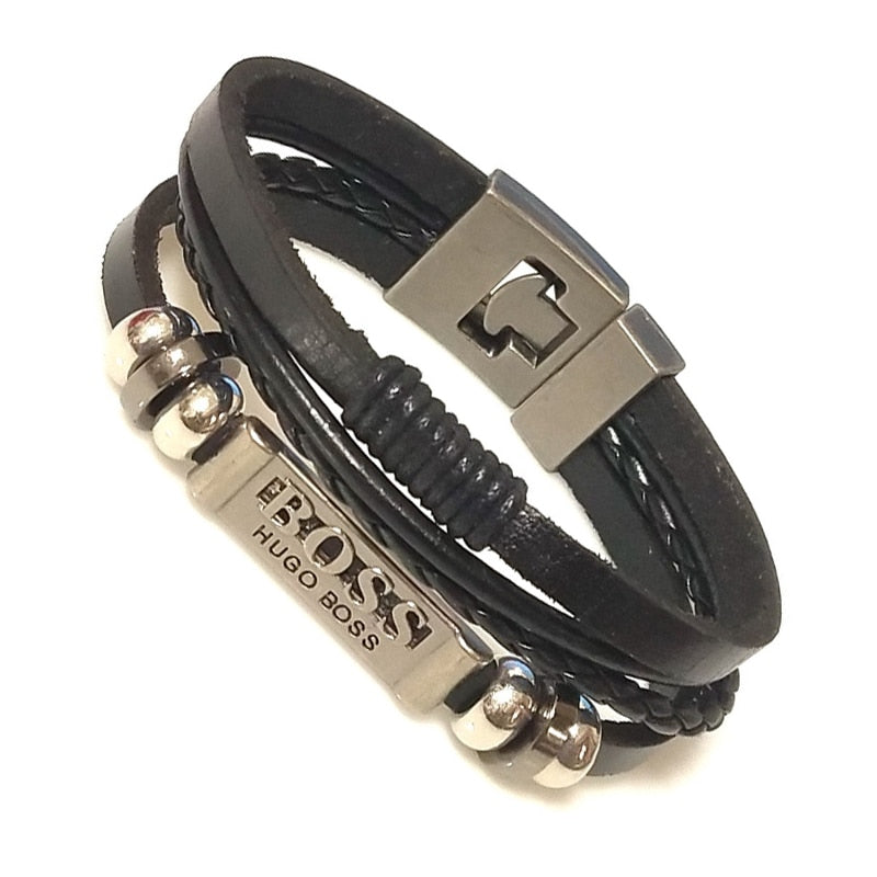 New 2021 High Quality Lucky Vintage Men's Leather Bracelet Black/Brown Charm Multilayer Braided Women Pulseira Masculina