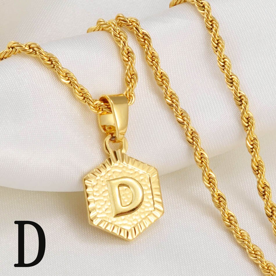 Anniyo A-Z Letters Necklaces Women Men English Initial Alphabet Charm Pendant Rope Chain Jewelry African Wedding Gift #114006B