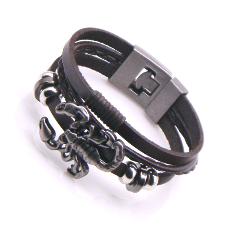 New 2021 High Quality Lucky Vintage Men's Leather Bracelet Black/Brown Charm Multilayer Braided Women Pulseira Masculina