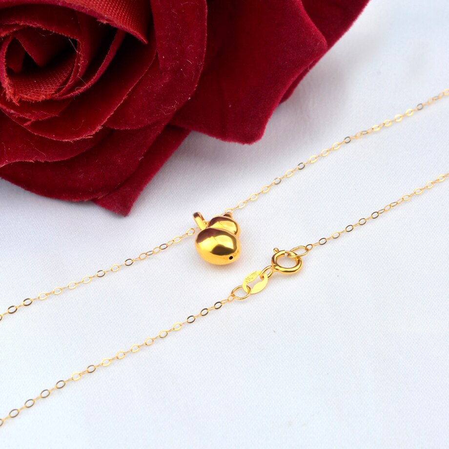 NYMPH 100% 18K AU750 Gold Necklace Chain Lovely Gourd for Women Party Fine Jewelry Gift Real 24K 999 Yellow Gold Pendant X531