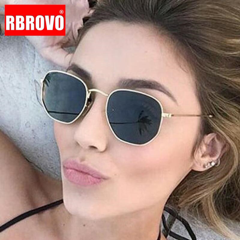 RBROVO-gafas De Sol poligonales para hombre y mujer, lentes De Sol De Metal Retro De lujo, espejo Vintage, UV400, para verano, 2023