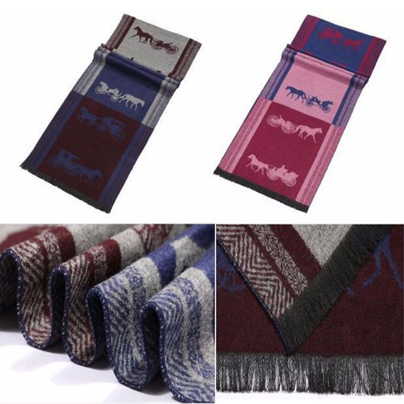 Leo anvi soft Warm Winter scarf business Casual brand designer cashmere Scarf Men horse carriage Shawl scarves foulard bufanda