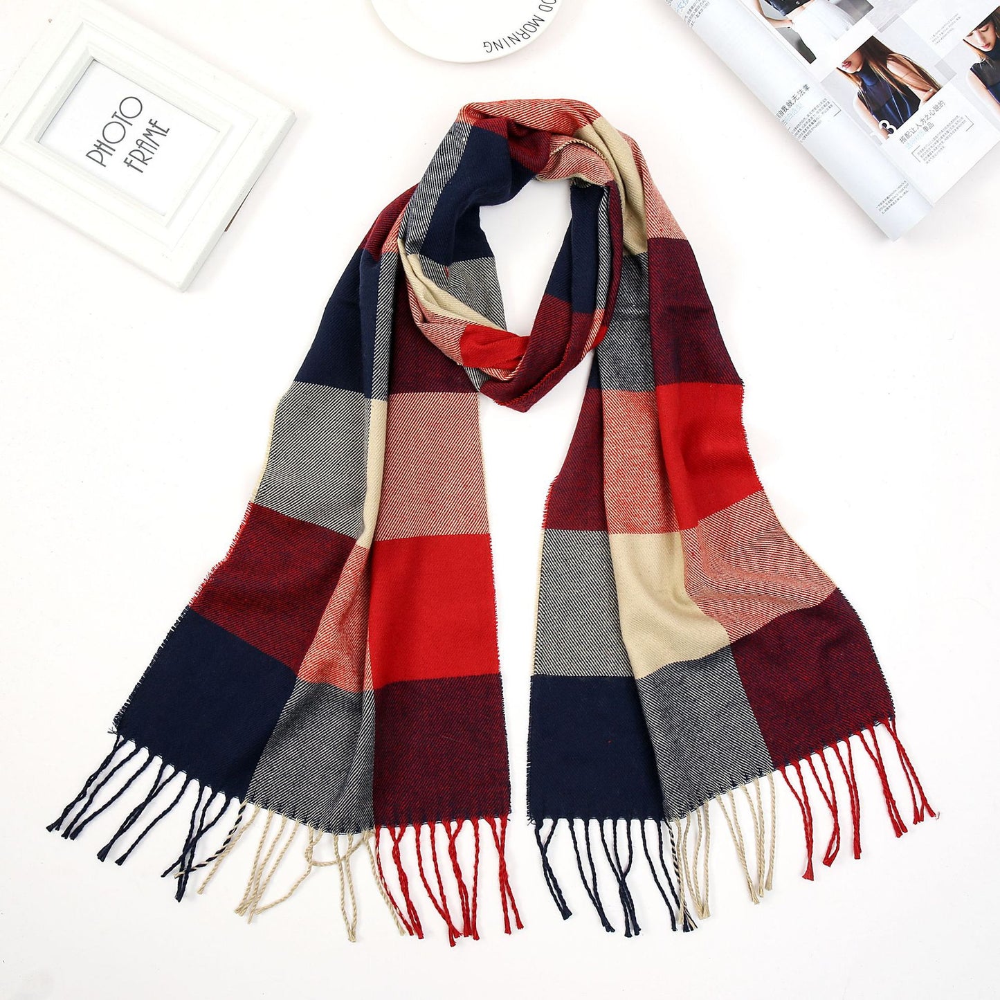 Luxury Brand Men&#39;s Winter Plaid Scarf Warm Women Cashmere Shawls Scarves Casual Tassel Scarfs Man Business Scarf Pashmina