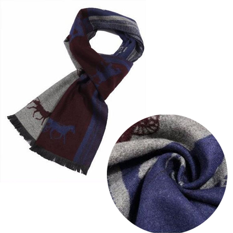 Leo anvi soft Warm Winter scarf business Casual brand designer cashmere Scarf Men horse carriage Shawl scarves foulard bufanda