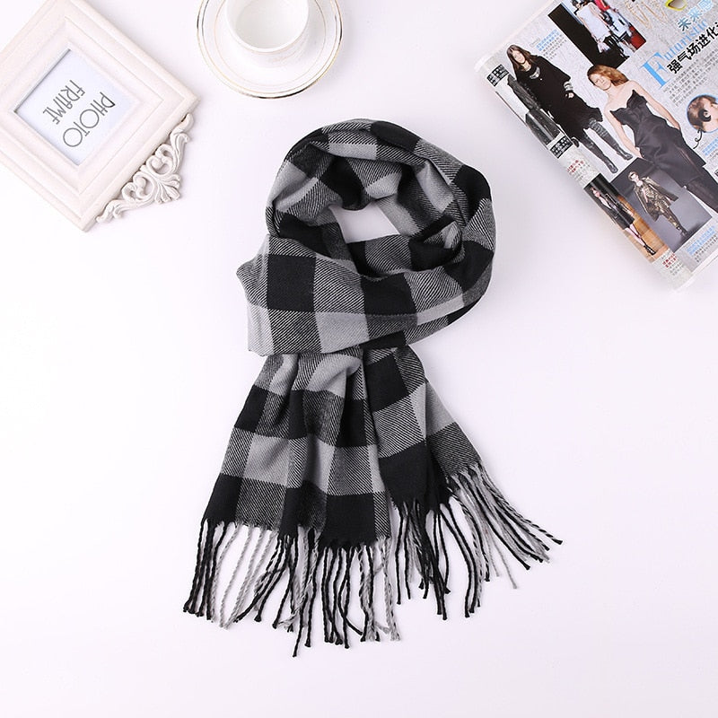 Luxury Brand Men&#39;s Winter Plaid Scarf Warm Women Cashmere Shawls Scarves Casual Tassel Scarfs Man Business Scarf Pashmina