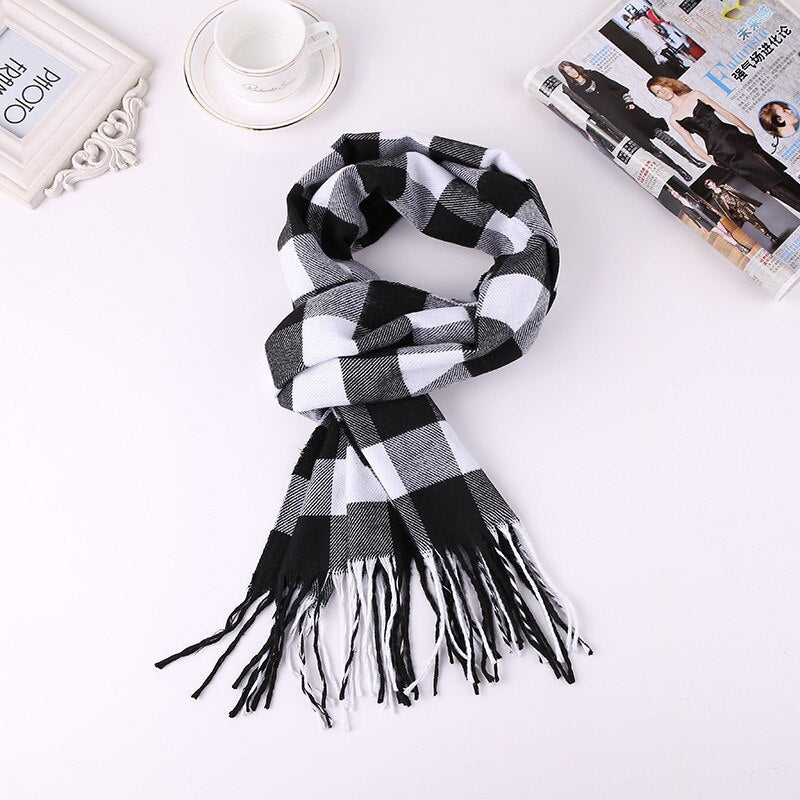 Luxury Brand Men&#39;s Winter Plaid Scarf Warm Women Cashmere Shawls Scarves Casual Tassel Scarfs Man Business Scarf Pashmina