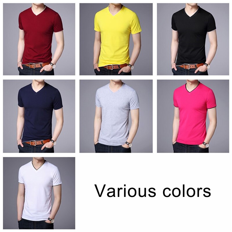 COODRONY Brand Summer Short Sleeve T Shirt Men Cotton Tee Shirt Homme Streetwear Casual V-Neck T-Shirt Men Clothing Tops C5102S