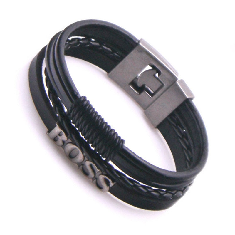 New 2021 High Quality Lucky Vintage Men's Leather Bracelet Black/Brown Charm Multilayer Braided Women Pulseira Masculina