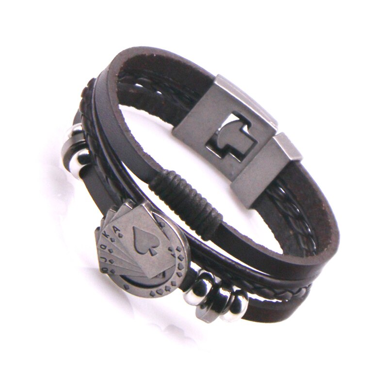 New 2021 High Quality Lucky Vintage Men's Leather Bracelet Black/Brown Charm Multilayer Braided Women Pulseira Masculina