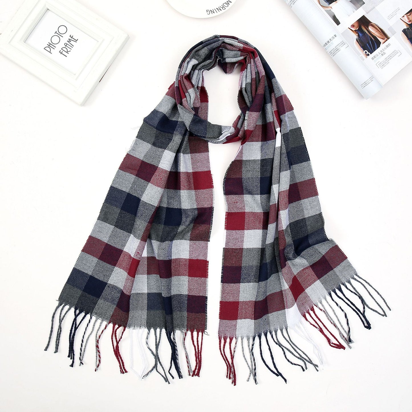 Luxury Brand Men&#39;s Winter Plaid Scarf Warm Women Cashmere Shawls Scarves Casual Tassel Scarfs Man Business Scarf Pashmina