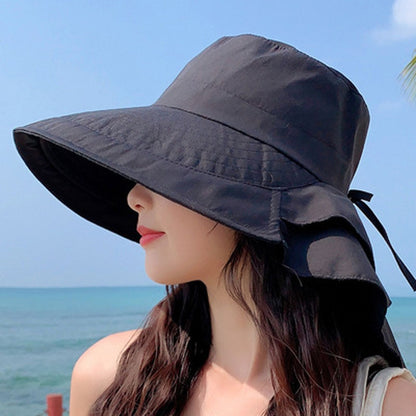 New Women&#39;s Summer Sun Hat With Neck Protector And Sunshade For Outdoor Cycling Trip Big-Brimmed Fisherman&#39;s Hat