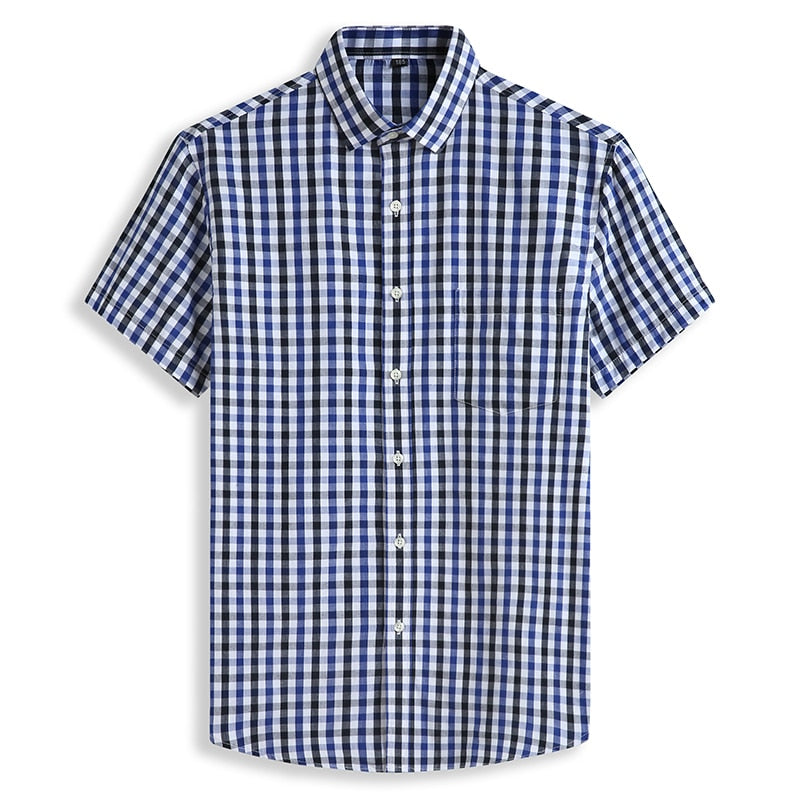 5XL 6XL 7XL 8XL 10XL Men&#39;s Plus Size Shirts Fashion Casual Classic Style 100% Cotton Comfortable Plaid Short Sleeve Shirt Male