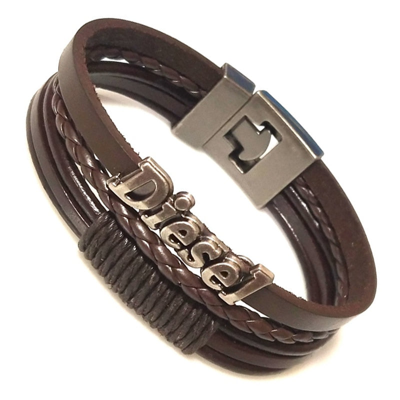 New 2021 High Quality Lucky Vintage Men's Leather Bracelet Black/Brown Charm Multilayer Braided Women Pulseira Masculina