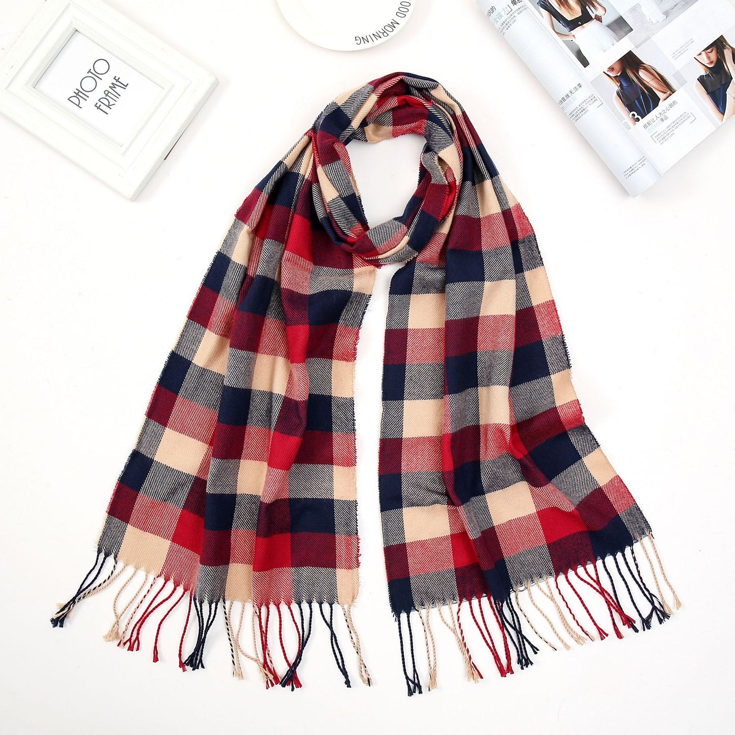 Luxury Brand Men&#39;s Winter Plaid Scarf Warm Women Cashmere Shawls Scarves Casual Tassel Scarfs Man Business Scarf Pashmina