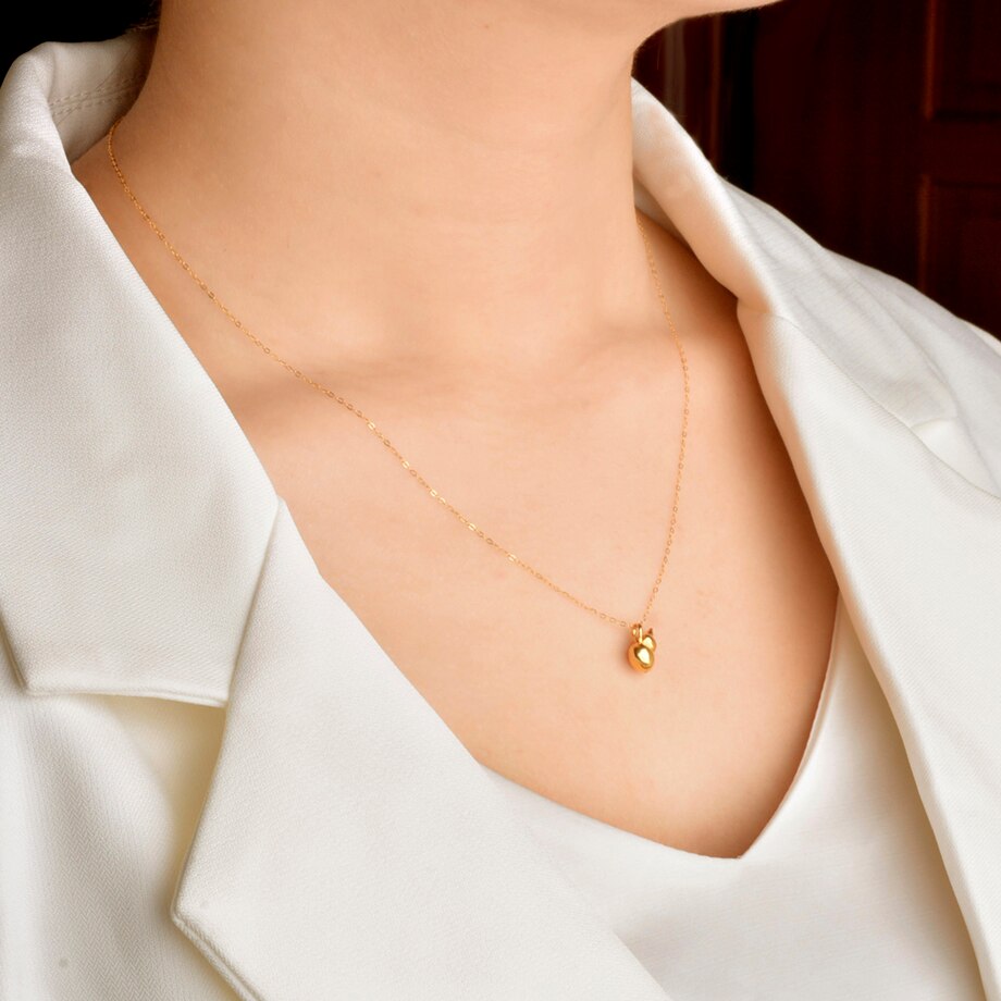 NYMPH 100% 18K AU750 Gold Necklace Chain Lovely Gourd for Women Party Fine Jewelry Gift Real 24K 999 Yellow Gold Pendant X531