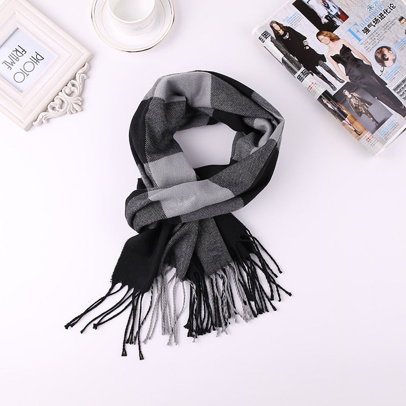 Luxury Brand Men&#39;s Winter Plaid Scarf Warm Women Cashmere Shawls Scarves Casual Tassel Scarfs Man Business Scarf Pashmina