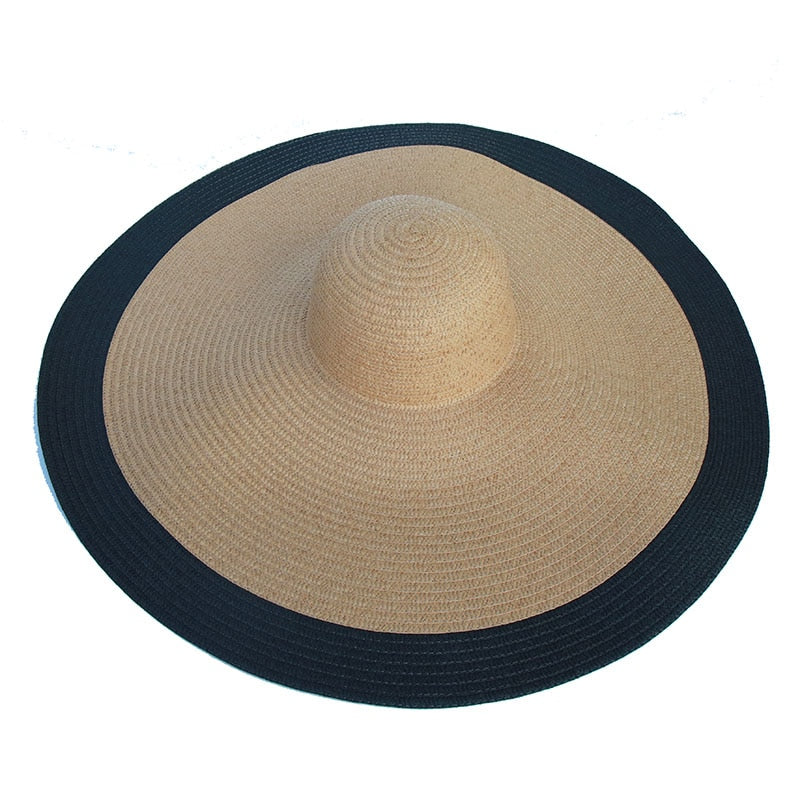 foldable women oversized hat 70cm diameter large brim summer sun beach hats wholesale