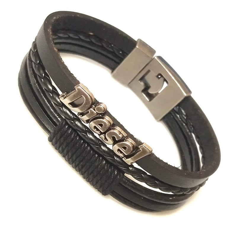 New 2021 High Quality Lucky Vintage Men's Leather Bracelet Black/Brown Charm Multilayer Braided Women Pulseira Masculina