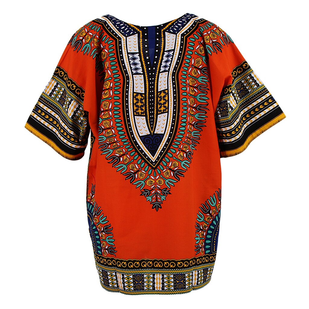 Unisex Adult Cotton One Size African Prints Dress Colorful Dashiki Shirt Top