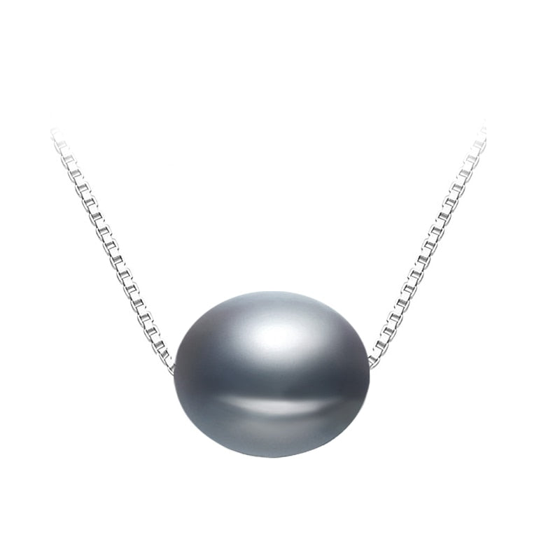 Wedding Real Black 8-9-10mm Natural Freshwater Pearl Necklace 925 Sterling Silver Pearl Pendant Necklace For Women