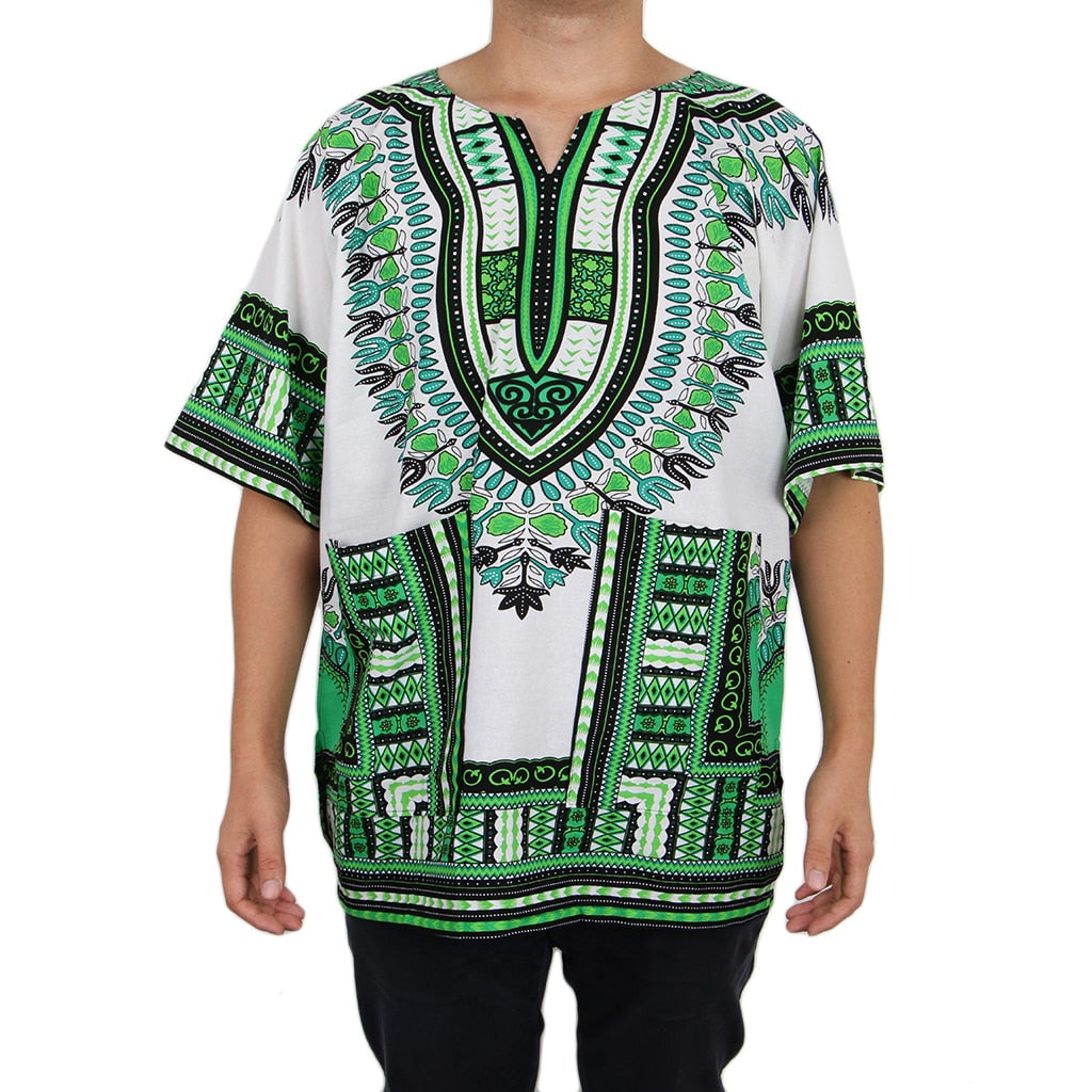 Unisex Adult Cotton One Size African Prints Dress Colorful Dashiki Shirt Top