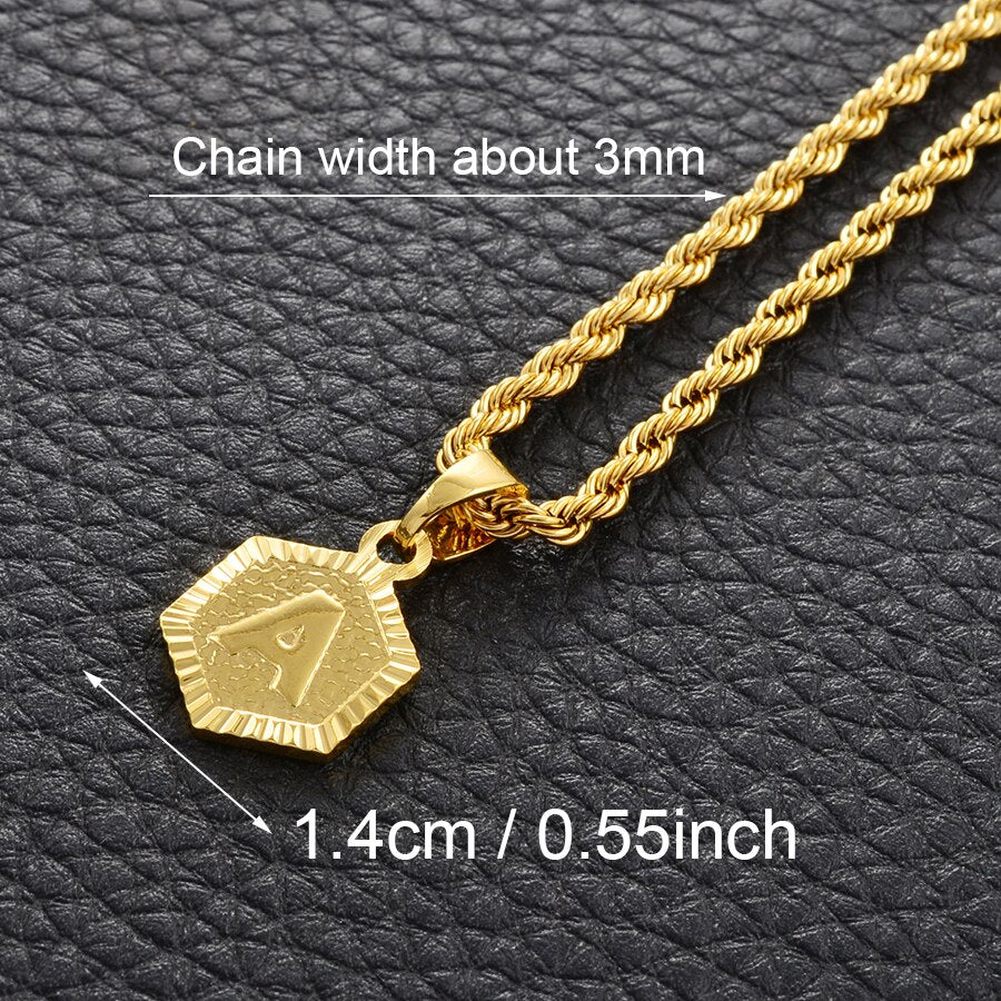 Anniyo A-Z Letters Necklaces Women Men English Initial Alphabet Charm Pendant Rope Chain Jewelry African Wedding Gift #114006B