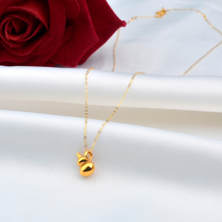 NYMPH 100% 18K AU750 Gold Necklace Chain Lovely Gourd for Women Party Fine Jewelry Gift Real 24K 999 Yellow Gold Pendant X531