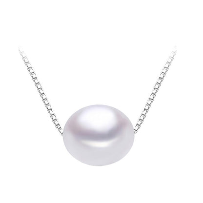 Wedding Real Black 8-9-10mm Natural Freshwater Pearl Necklace 925 Sterling Silver Pearl Pendant Necklace For Women