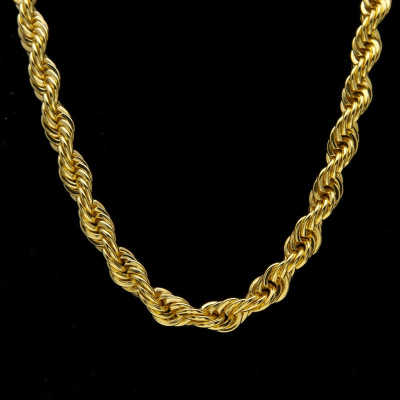 10MM Massive Twisted Chain Yellow Gold Filled Classic Men's Neck Chain 30 Inches Long Chain Necklace Punk Hip hop Accessories